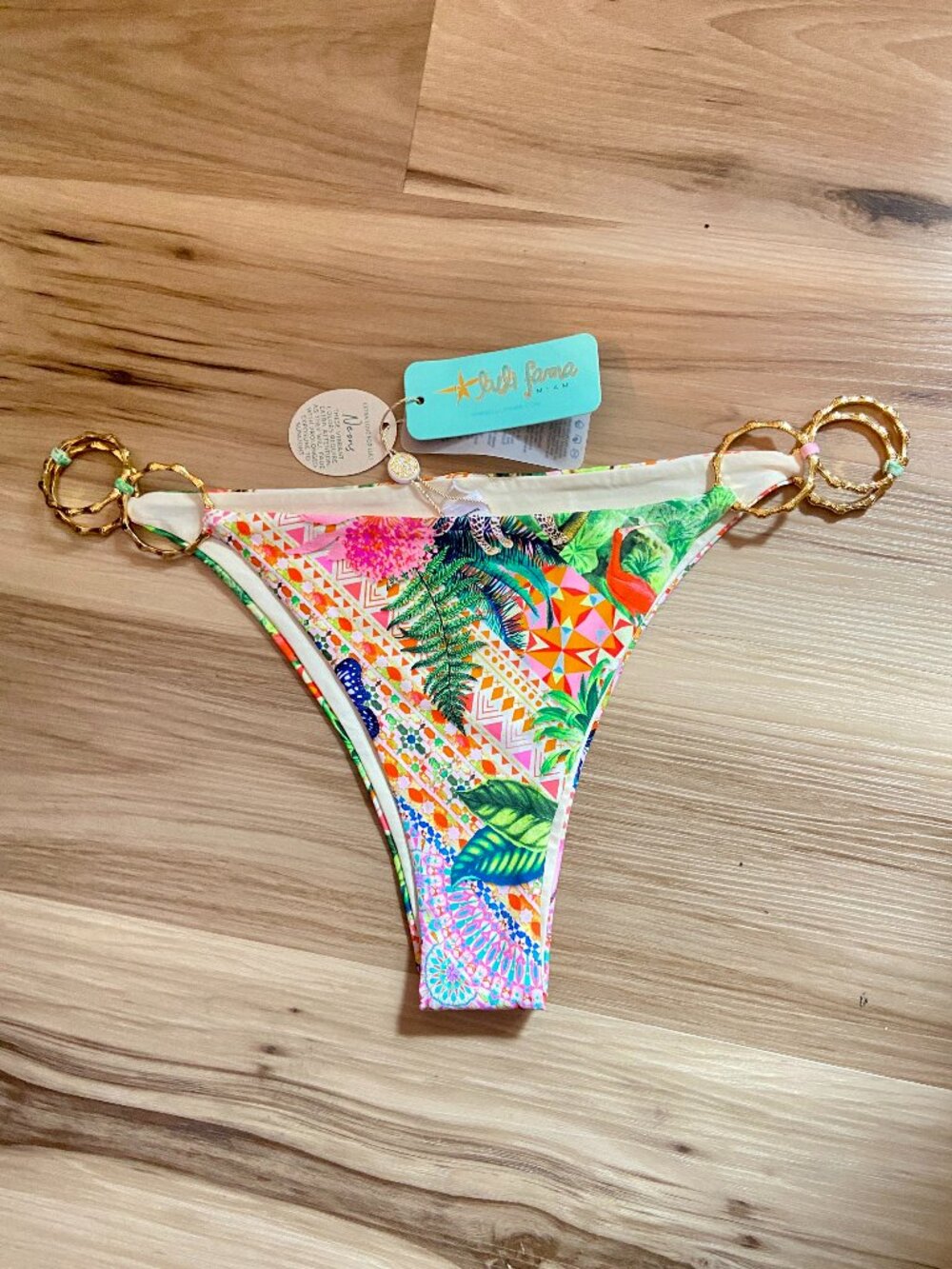 Luli Fama Miami Ring Brazilian Bikini Bottom - Opulent Eden~ Large NWT